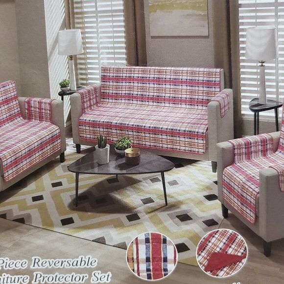 Sofa Cover Reversible Complete 3 piece Set - Picture 1 of 3